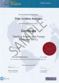 Certificate in Teaching English as a Foreign Language (TEFL) - 120 hours